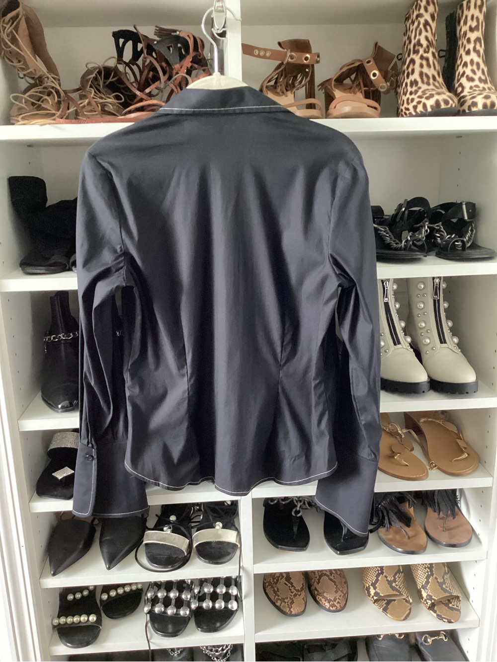 Max Studio Black Ruffle-Front Button Down Shirt - Picture 3 of 3